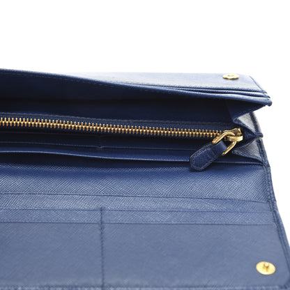 Prada Saffiano Metal Continental Flap Wallet Bluette 4 of 8