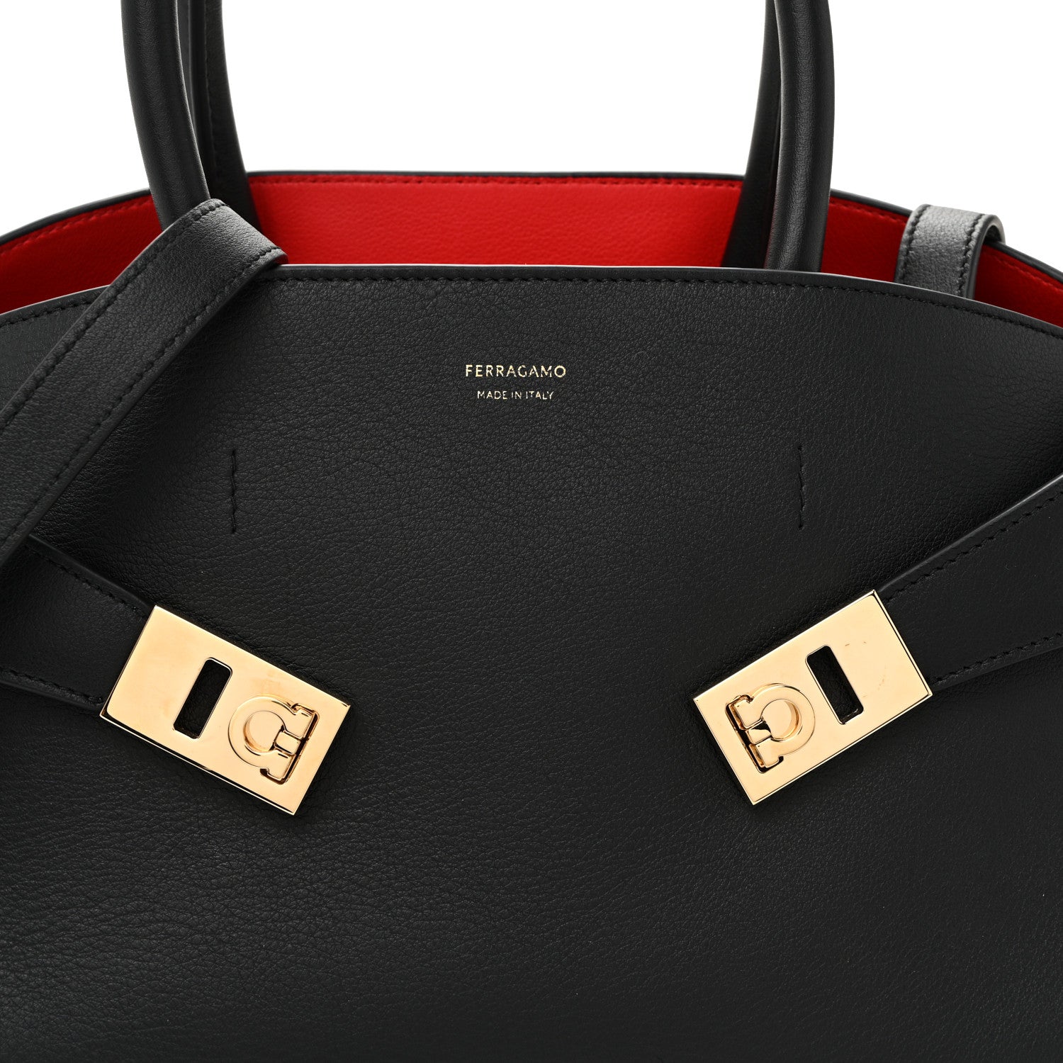 Salvatore Ferragamo Calfskin Small Hug Bag Black 7 of 9
