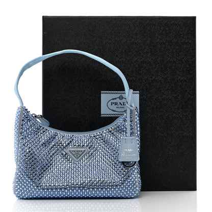 Prada Satin Crystal Mini Re-Edition 2000 Bag Celeste 10 of 10