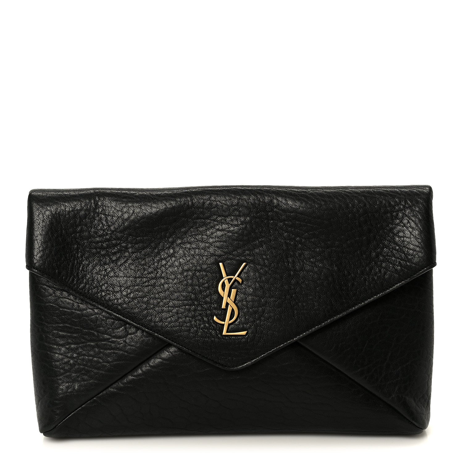 Saint Laurent Grained Lambskin Cassandre Envelope Pouch Black 1 of 8