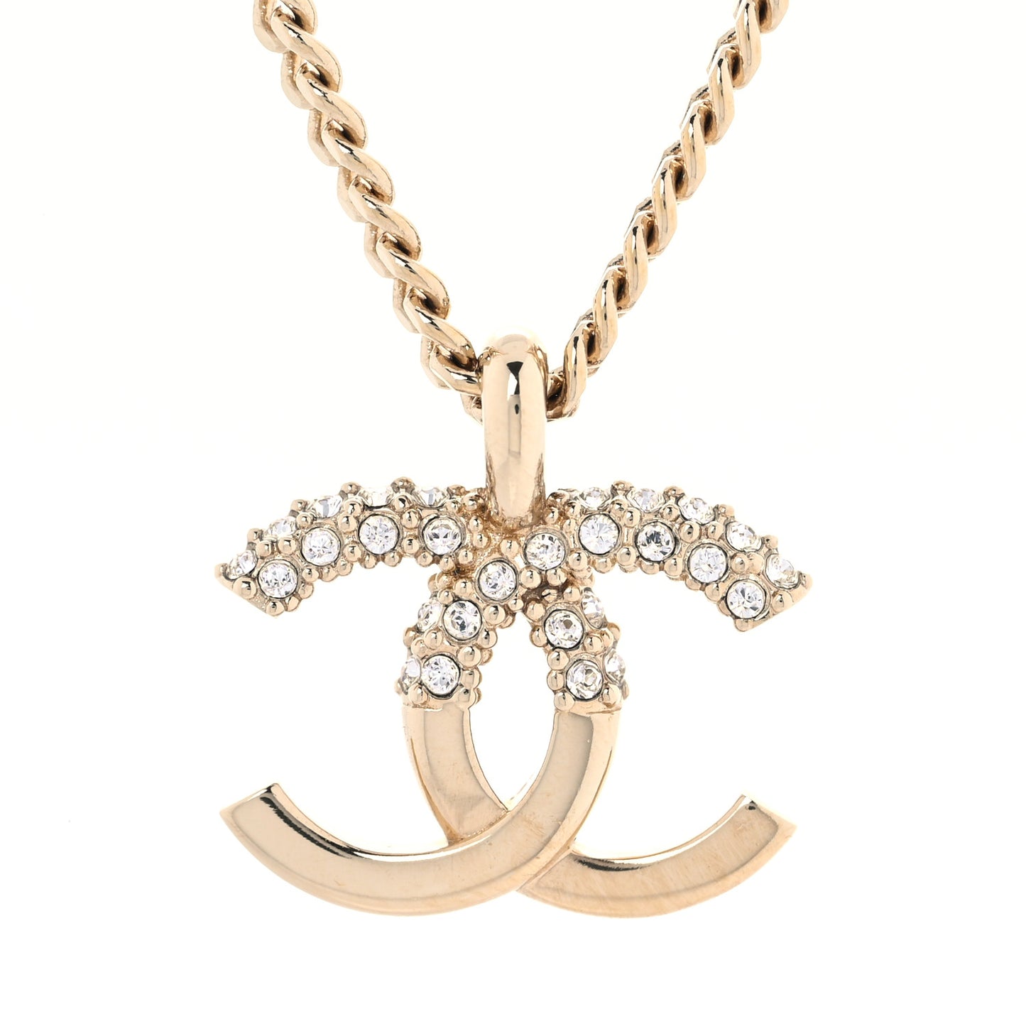 Crystal CC Pendant Necklace Gold