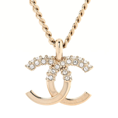 Chanel Crystal CC Pendant Necklace Gold 3 of 5