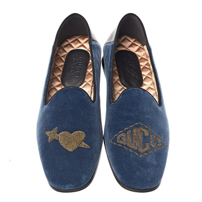 Gucci Velvet Mens Loafers 8 Blue 6 of 10