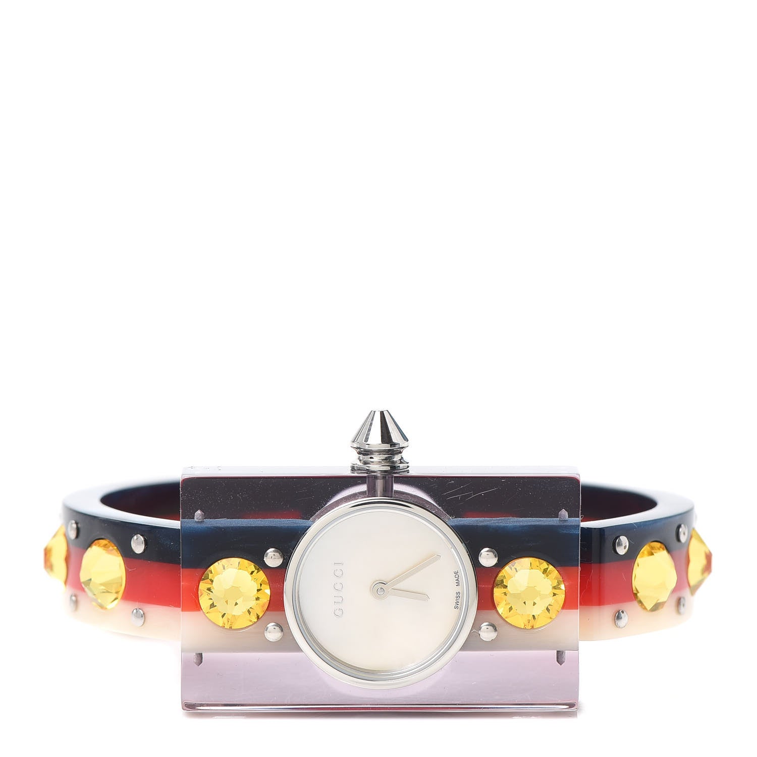 Gucci Stainless Steel Plexiglass Mother of Pearl 24mm Vintage Web Stud Quartz Watch 2 of 6