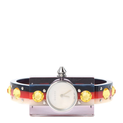 Gucci Stainless Steel Plexiglass Mother of Pearl 24mm Vintage Web Stud Quartz Watch 2 of 6