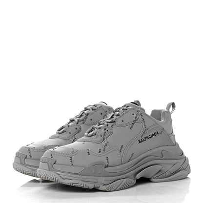 Balenciaga Technical Fabric Allover Logo Mens Triple S Sneakers 44 Grey Black 3 of 6