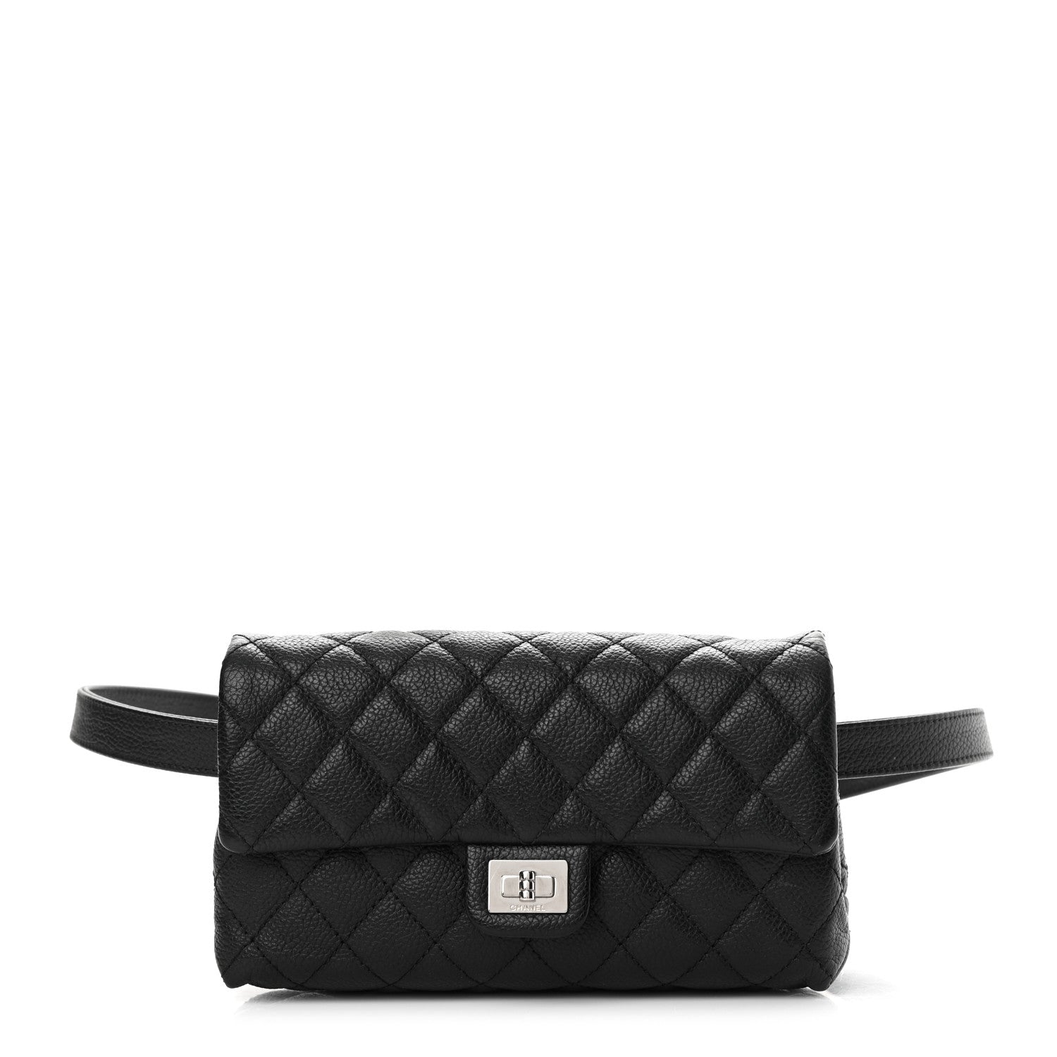 Chanel Grained Calfskin Quilted 2.55 Reissue Flap Belt Bag Clutch Black 1 of 15