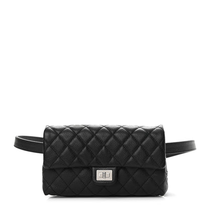 Chanel Grained Calfskin Quilted 2.55 Reissue Flap Belt Bag Clutch Black 1 of 15