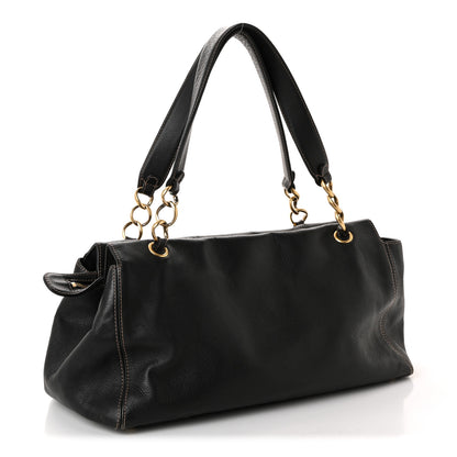 Chanel Grained Calfskin CC Stitched Shoulder Bag Black 3 of 9
