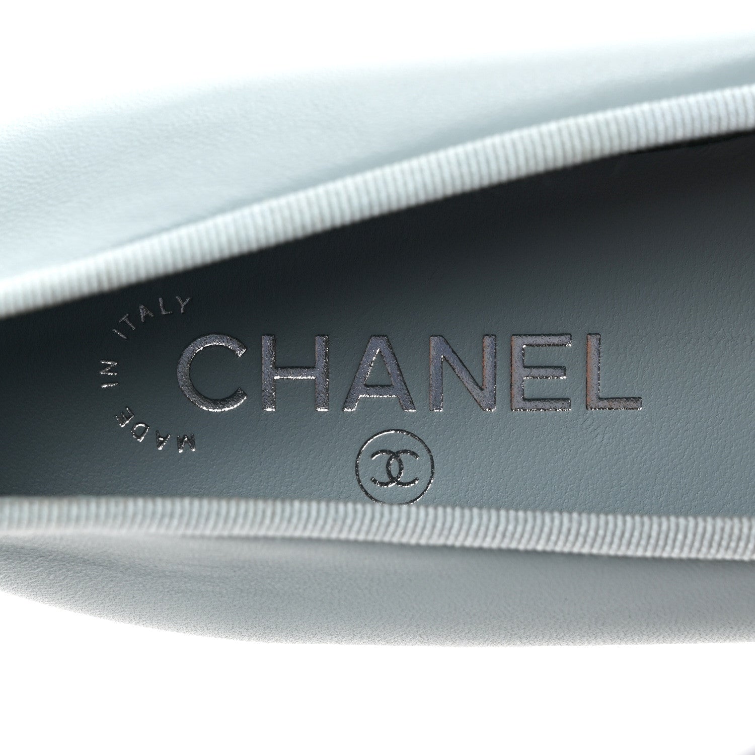 Chanel Lambskin Cap Toe CC Ballerina Flats 38 Light Blue Black 6 of 9