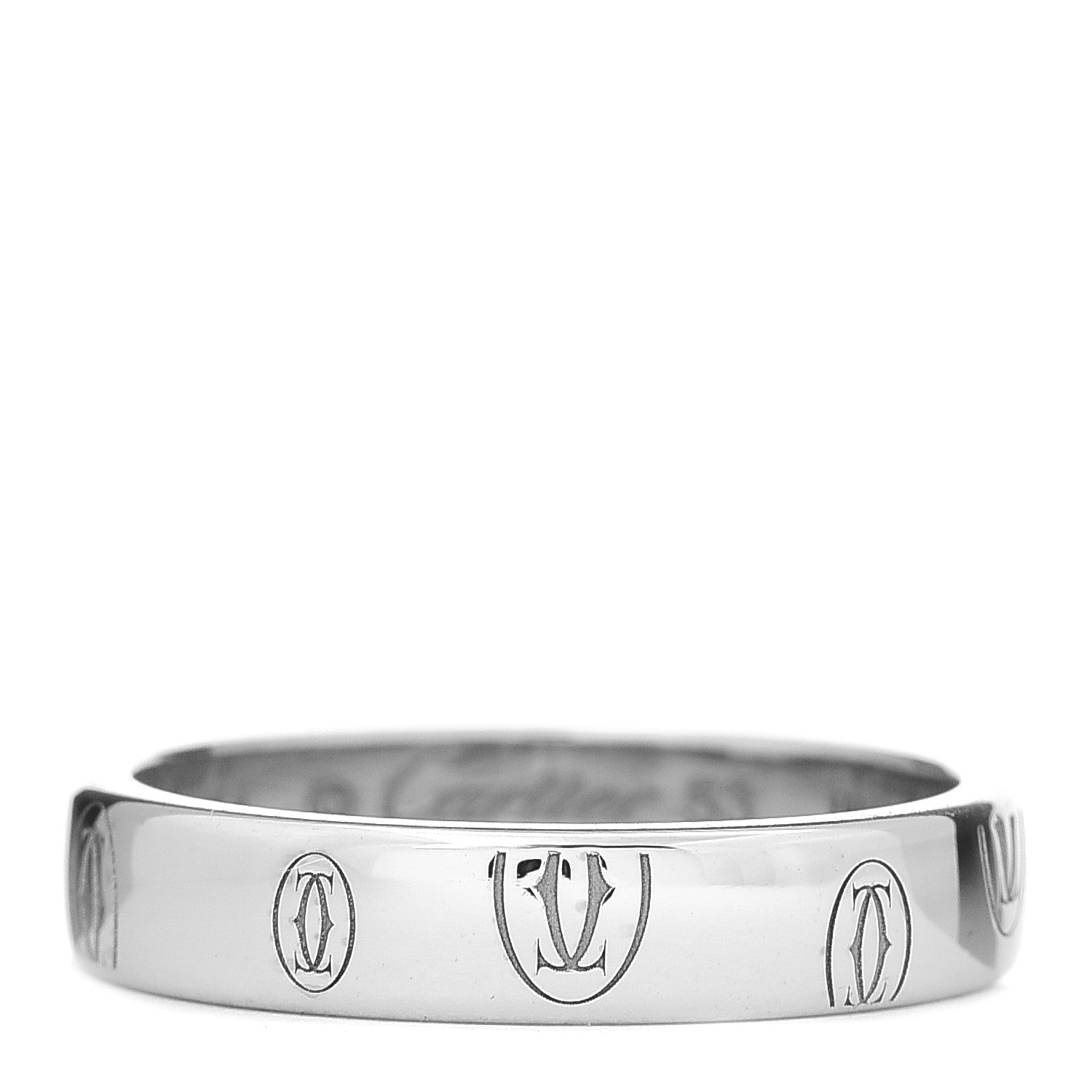 Cartier 18K White Gold 4mm Happy Birthday Band Ring 53 6.5 1 of 4