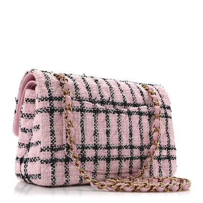 Chanel Tweed Quilted Small Double Flap Pink Black 3 of 12