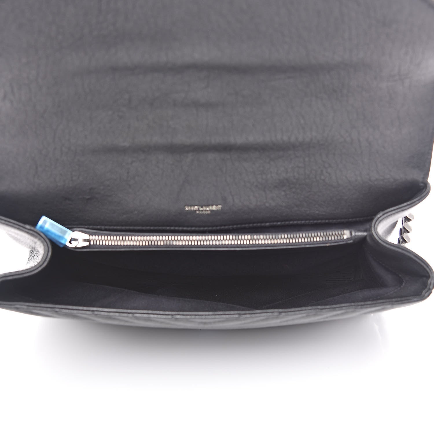 Saint Laurent Sheepskin Matelasse Chevron Monogram Large College Satchel Black 5 of 12