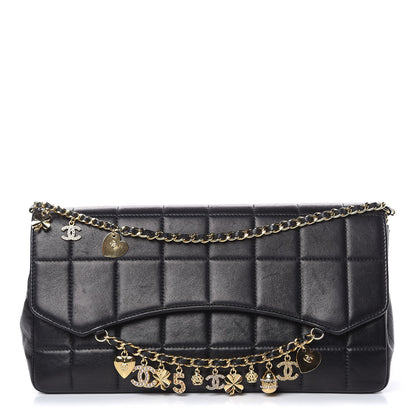Chanel Lambskin Quilted Crystal Chocolate Bar Charm Flap Black 1 of 16