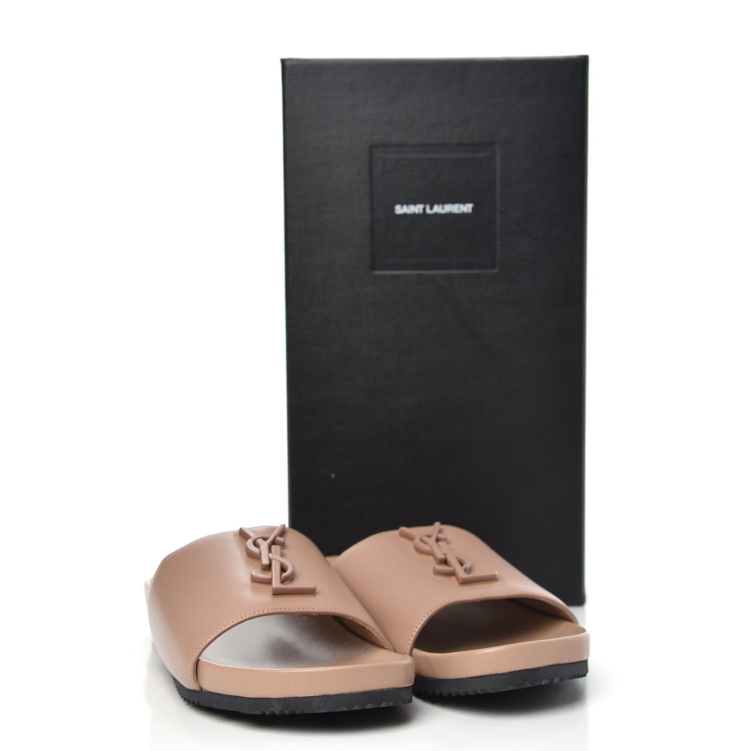 Saint Laurent Lambskin Joan Slide Sandals 35 Nude 11 of 11
