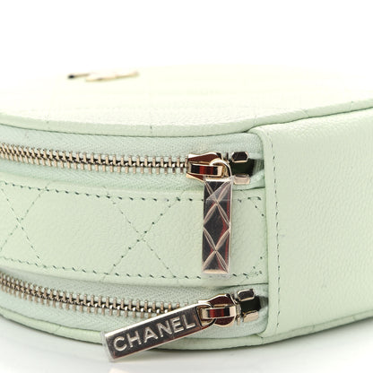 Chanel Caviar Quilted Round Handle With Care Vanity With Chain Light Green 8 of 9