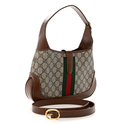 Gucci GG Supreme Monogram Azalea Calfskin Web Small Jackie 1961 Hobo Beige Ebony Brown Sugar 3 of 9