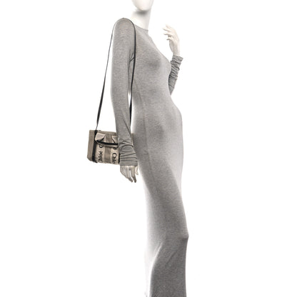 Chloe Linen Calfskin Mini Woody Ribbon Tote White Navy 2 of 10