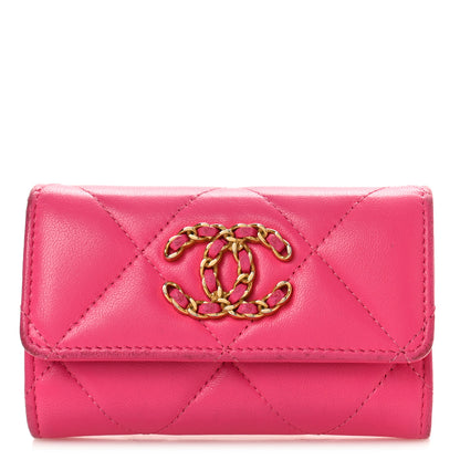 Chanel Lambskin Quilted Chanel 19 Flap Card Holder Dark Pink 1 of 11