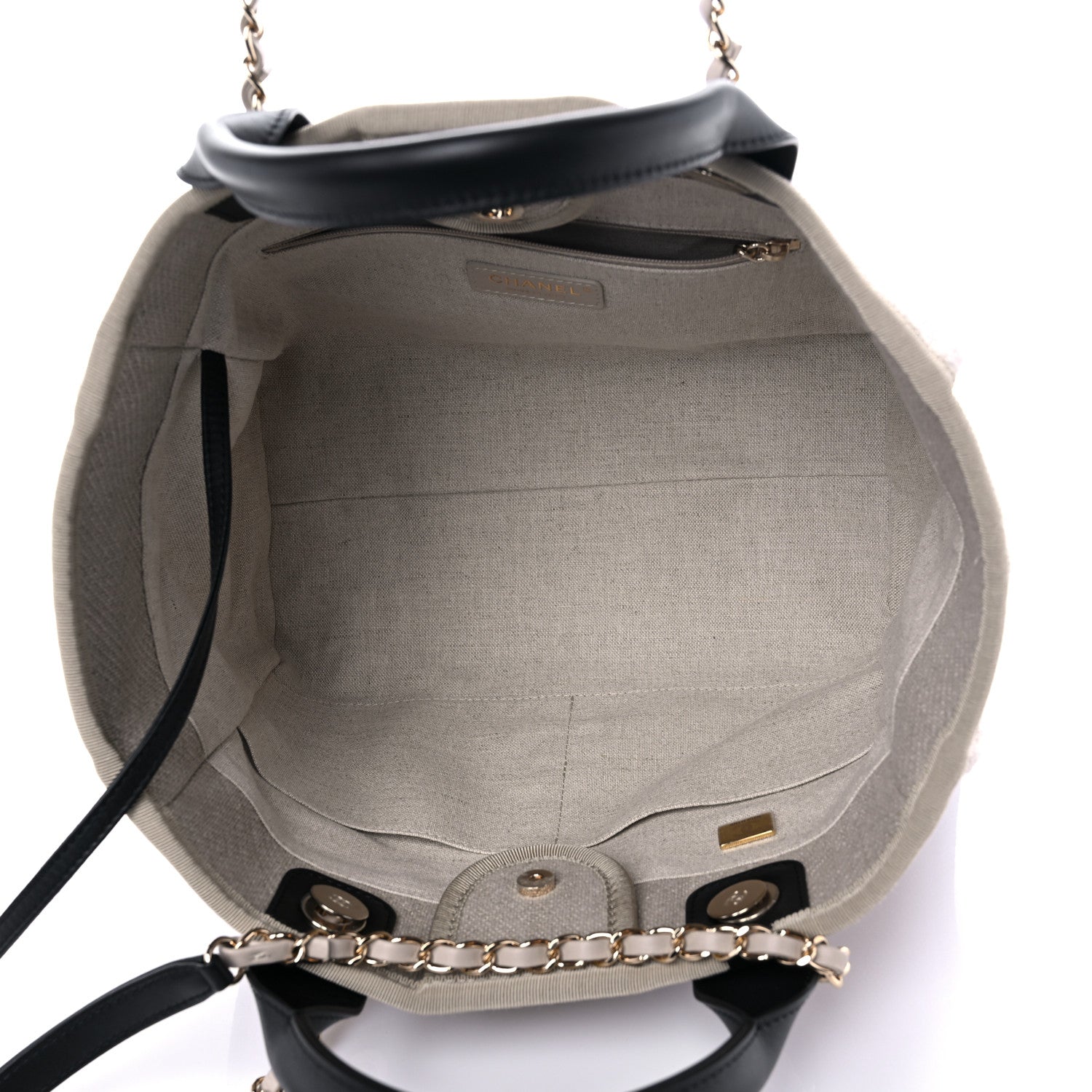 Chanel Mixed Fibers Small Deauville Tote Beige Black 6 of 10