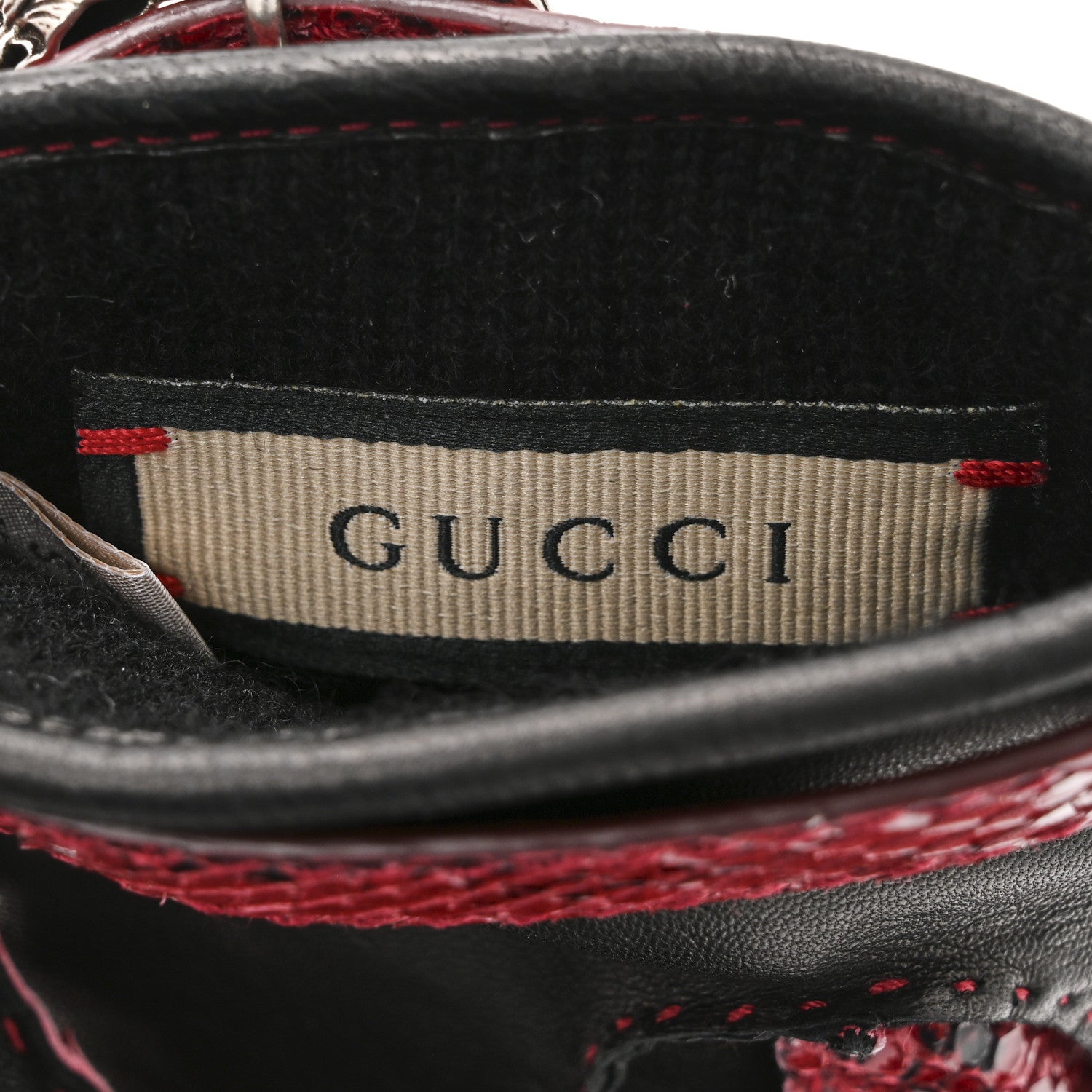 Gucci Snakeskin Lambskin Dionysus Gloves 6.5 Red 4 of 5