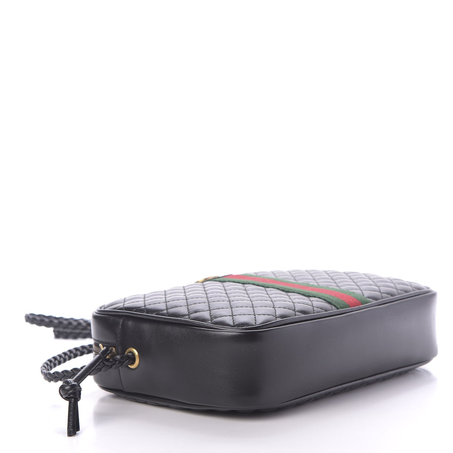 Gucci Calfskin Web Trapuntata Small GG Shoulder Bag Black 4 of 11