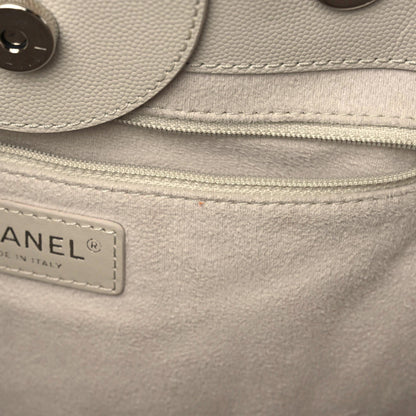 Chanel Caviar Small Studded Deauville Tote Ivory 7 of 22