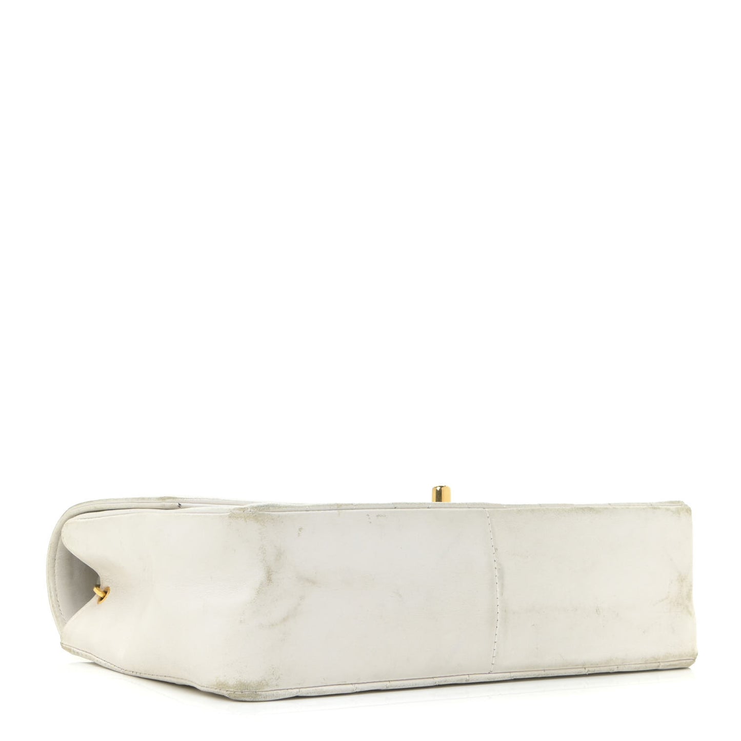 Lambskin Quilted Medium Single Flap White