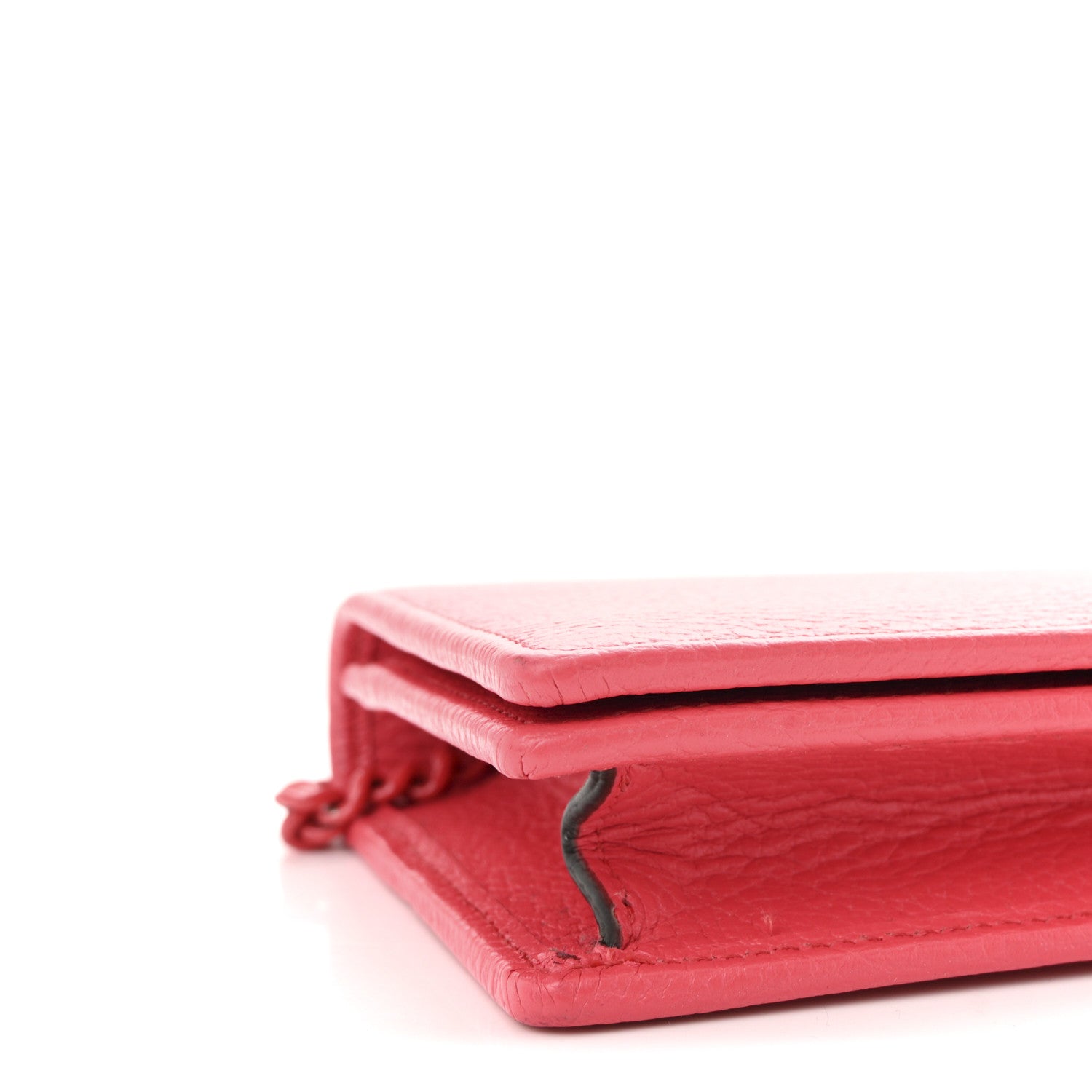 Gucci Dollar Calfskin Enamel Monochrome Mini GG Marmont Chain Wallet Runway Coral 8 of 9
