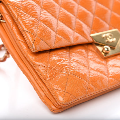 Chanel Patent Quilted 3 Pocket Accordion Flap Orange 7 of 12