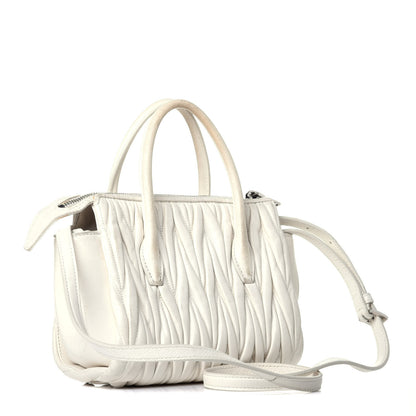 Miu Miu Nappa Matelasse Lux Mini Crossbody Tote Bianco 3 of 9