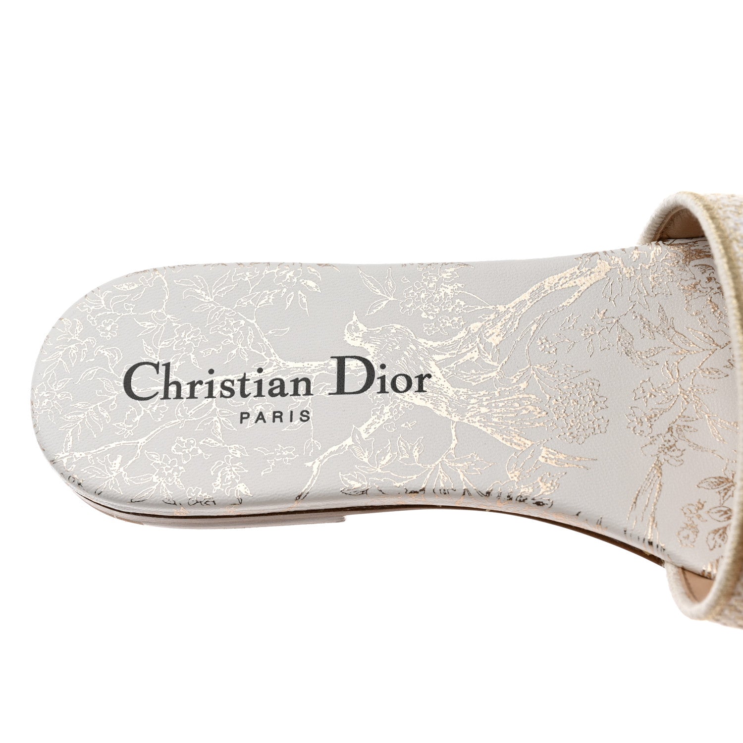 Christian Dior Canvas Lurex Jardin d'Hiver Embroidered Dway Flat Slide Sandals 37 White Palladium 7 of 9