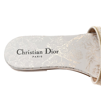 Christian Dior Canvas Lurex Jardin d'Hiver Embroidered Dway Flat Slide Sandals 37 White Palladium 7 of 9