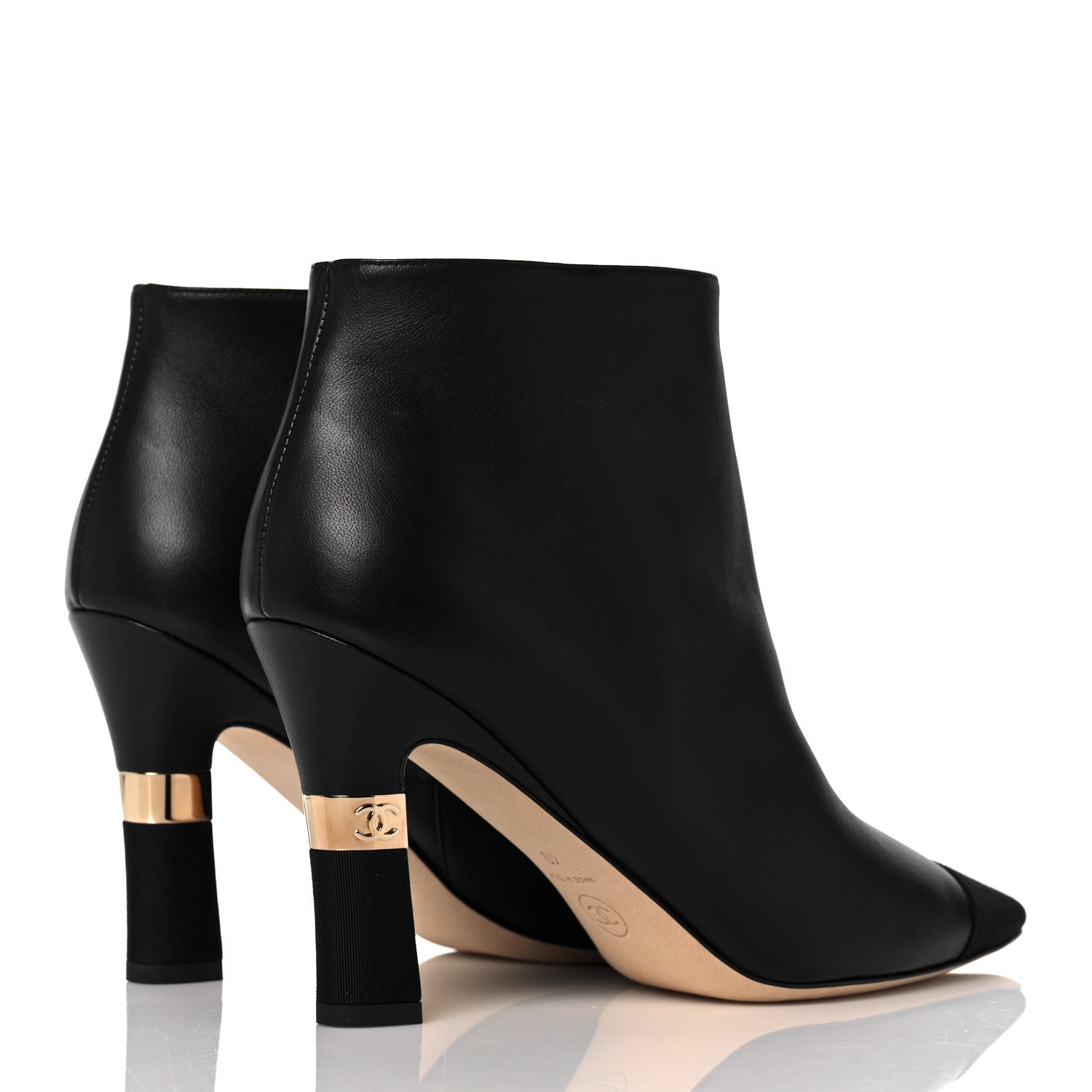 Chanel Lambskin Grosgrain Cap Toe Short Ankle Boots 40 Black 4 of 10