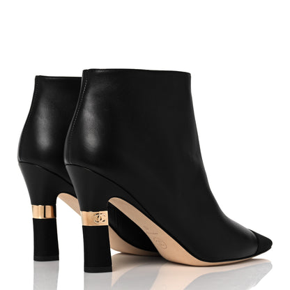 Chanel Lambskin Grosgrain Cap Toe Short Ankle Boots 40 Black 4 of 10