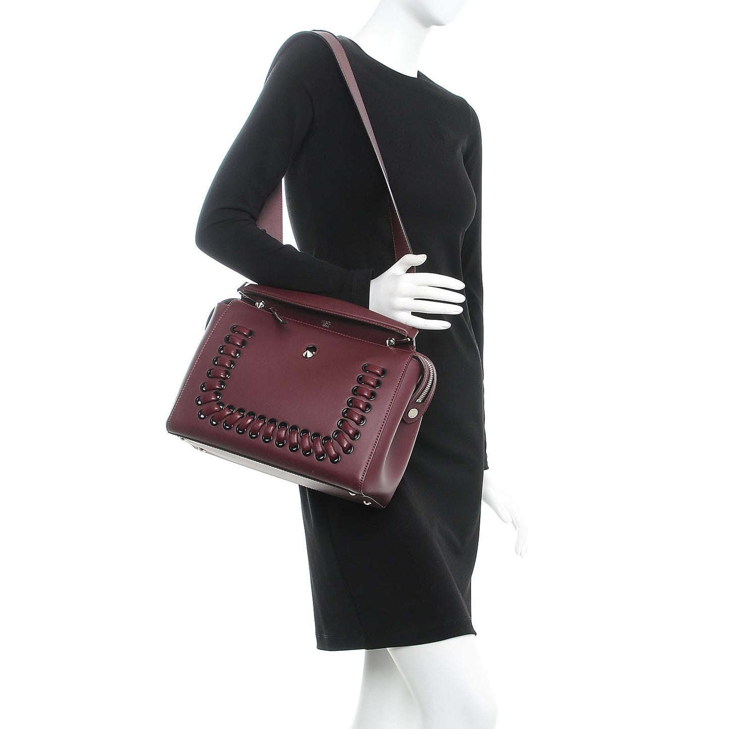 Vitello Baltico Dolce Shiny Nappa Lace Up DotCom Satchel Bordeaux
