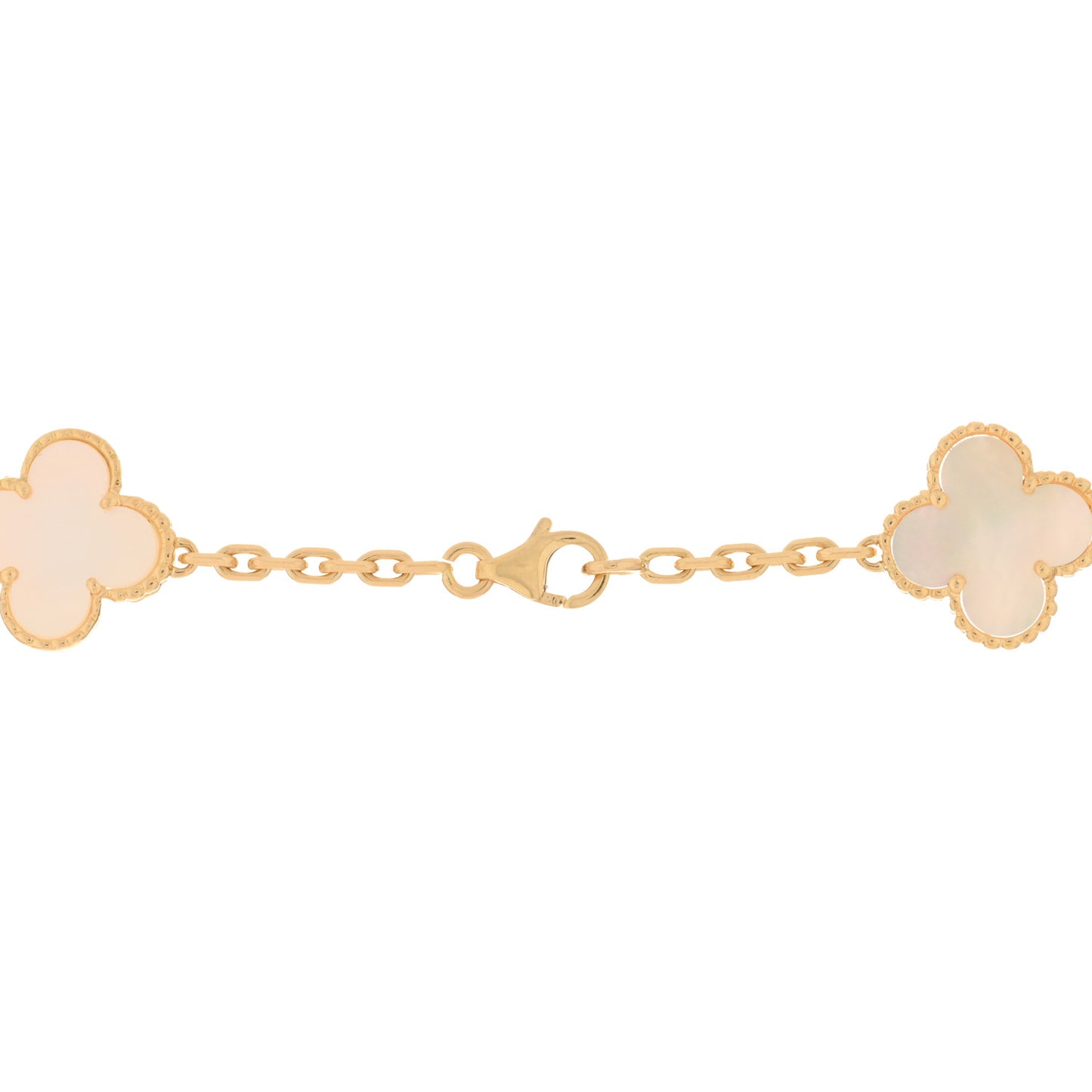 18K Yellow Gold Mother of Pearl 10 Motifs Vintage Alhambra Necklace