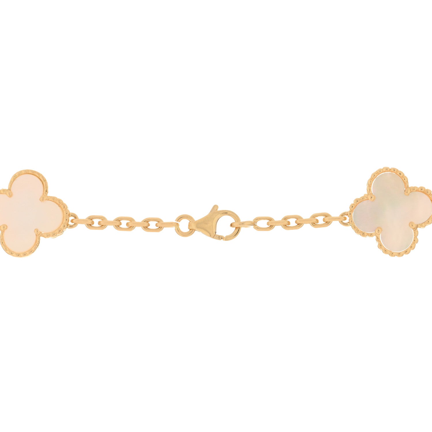 Van Cleef & Arpels 18K Yellow Gold Mother of Pearl 10 Motifs Vintage Alhambra Necklace 3 of 4