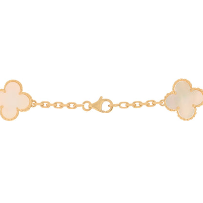 Van Cleef & Arpels 18K Yellow Gold Mother of Pearl 10 Motifs Vintage Alhambra Necklace 3 of 4
