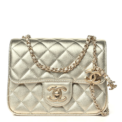 Chanel Metallic Caviar Quilted Mini Square CC Slide Flap Gold 1 of 11
