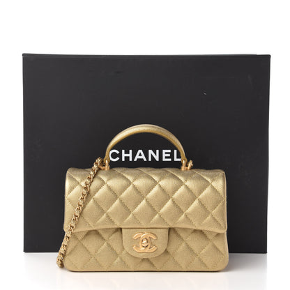 Chanel Metallic Caviar Quilted Mini Top Handle Rectangular Flap Gold 11 of 11