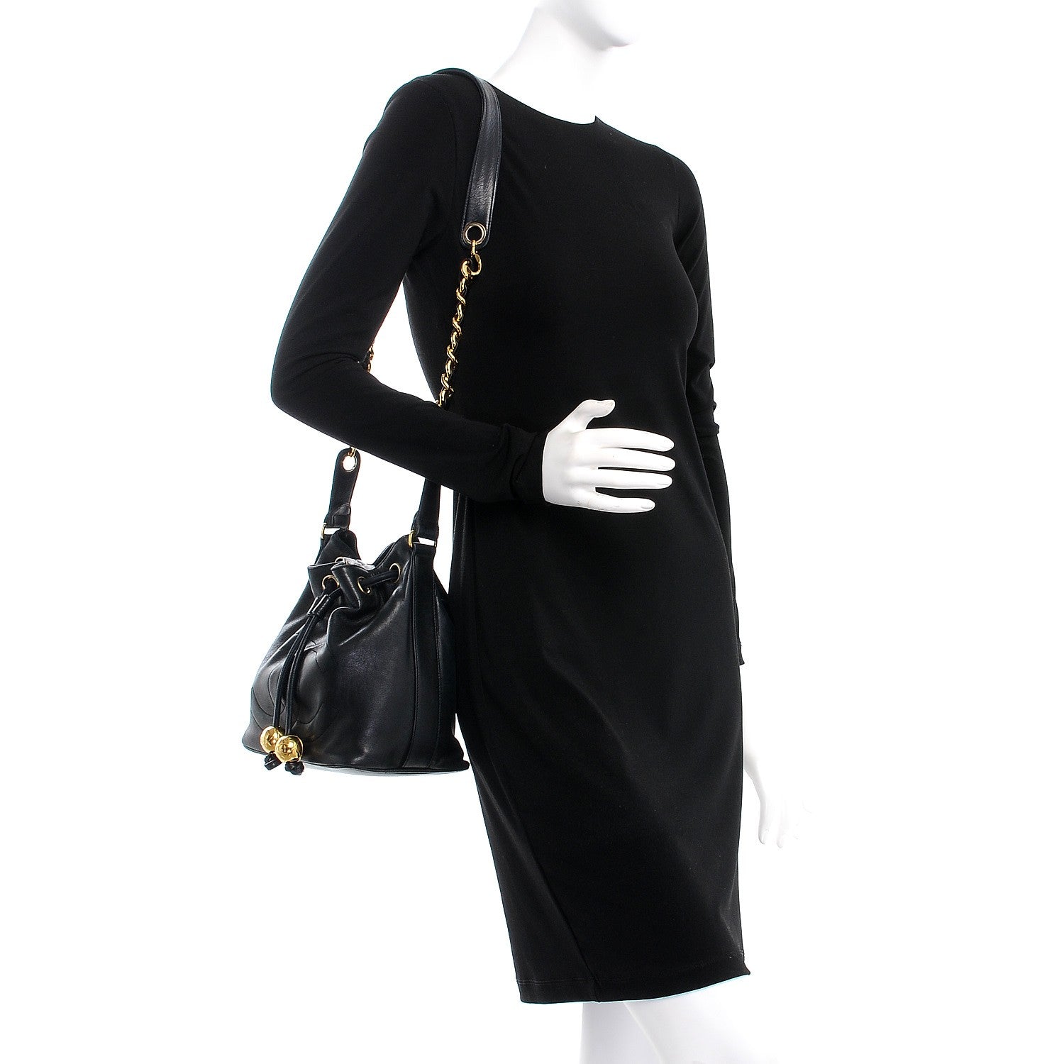 Chanel Lambskin CC Drawstring Bag Black 2 of 10