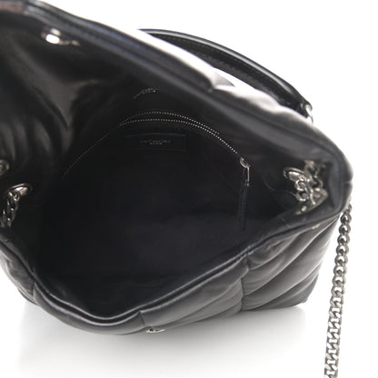 Saint Laurent Lambskin Quilted Small Loulou Puffer Monogram Chain Satchel Black 5 of 10
