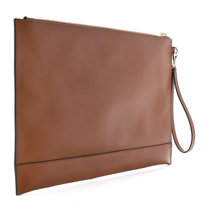 Fendi Vitello King Logo Embossed Large Flat Pouch Cuoio 3 of 11