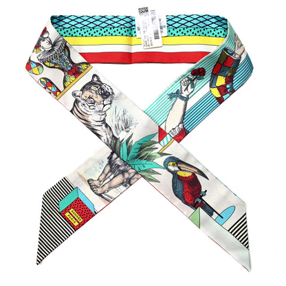 Hermes Silk Twilly Grand Theatre Nouveau Ivoire Turquoise 1 of 4