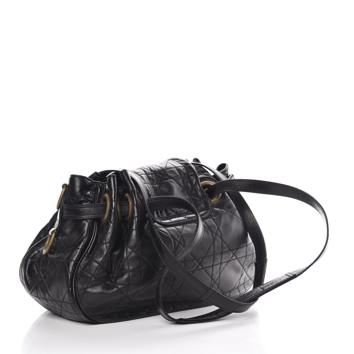 Christian Dior Lambskin Cannage Flap Shoulder Bag Black 3 of 11
