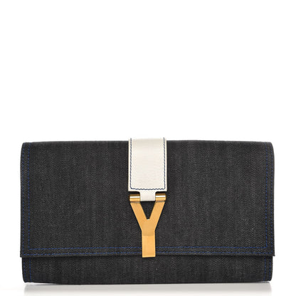 Saint Laurent Denim Classic Y Ligne Clutch 1 of 9