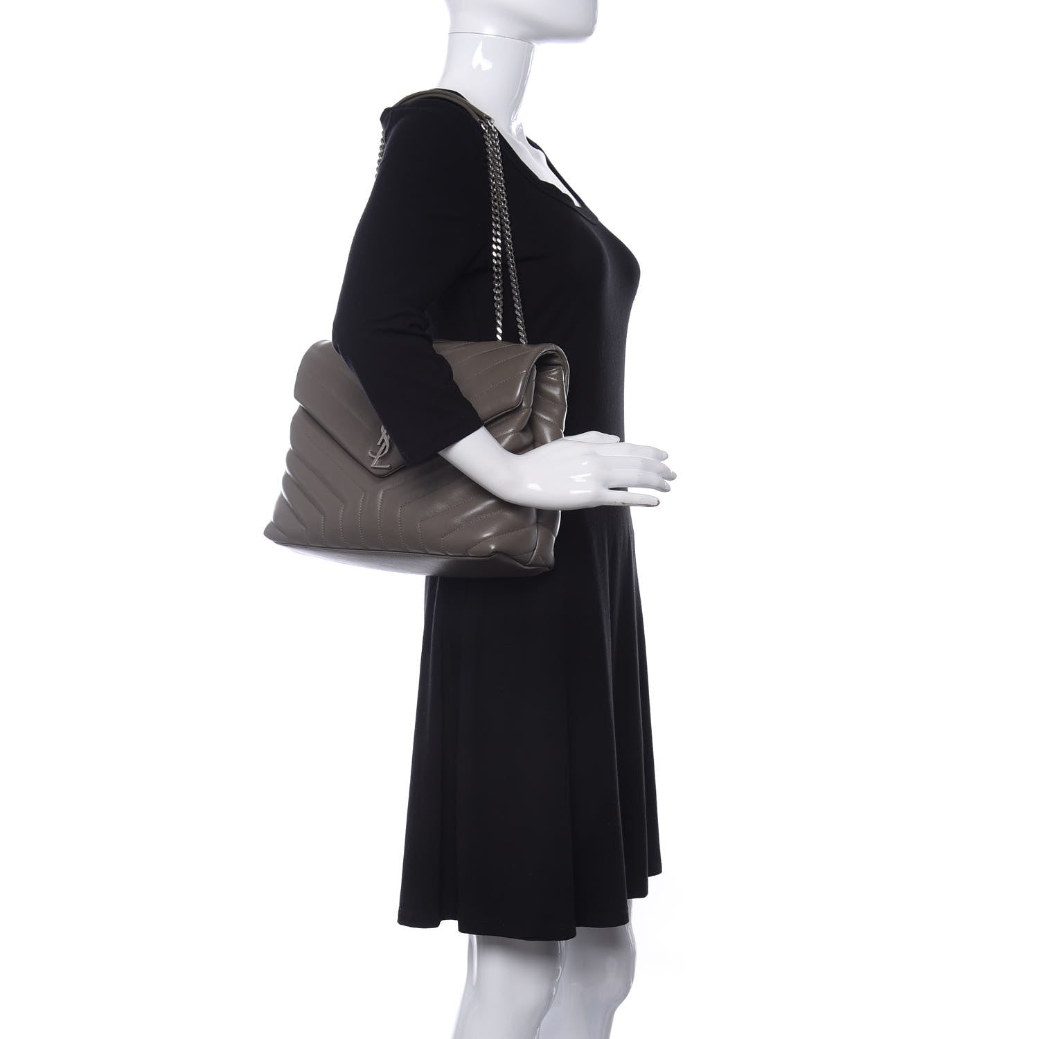 Saint Laurent Calfskin Y Quilted Monogram Medium Loulou Chain Satchel Faggio 2 of 9