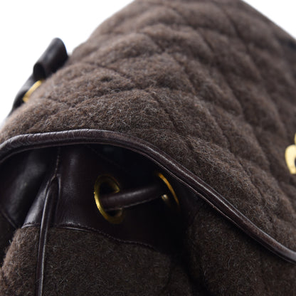 Chanel Wool Quilted Backpack Brown 14 of 15