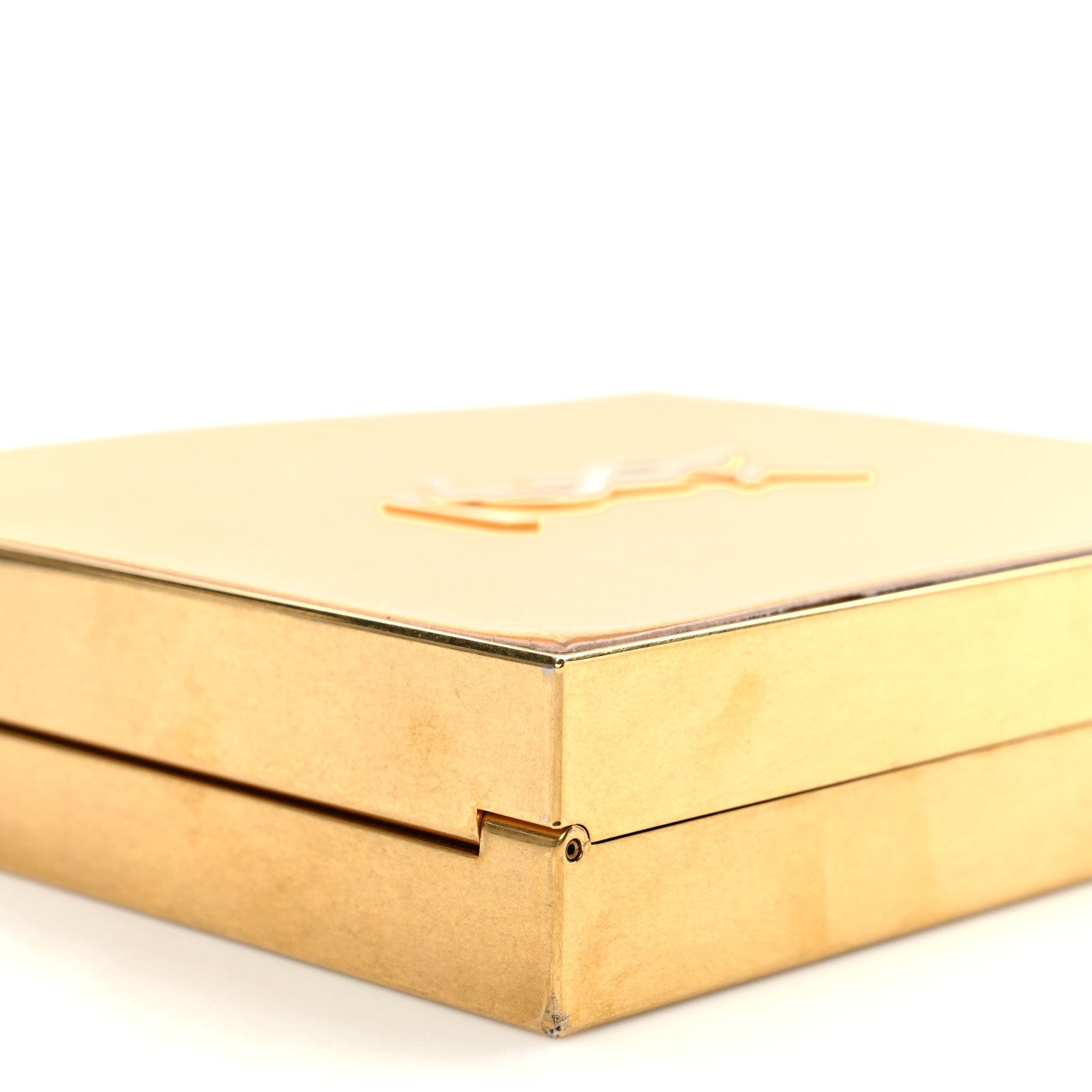 Saint Laurent Plexiglass Monogram Minaudiere Tuxedo Box Clutch Pale Sun Oro Antico 8 of 8